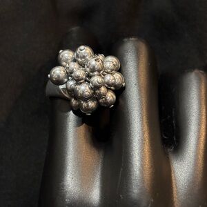 Bubbles Beads Cluster Ring Band Aluminium Arthur Court Sz 7